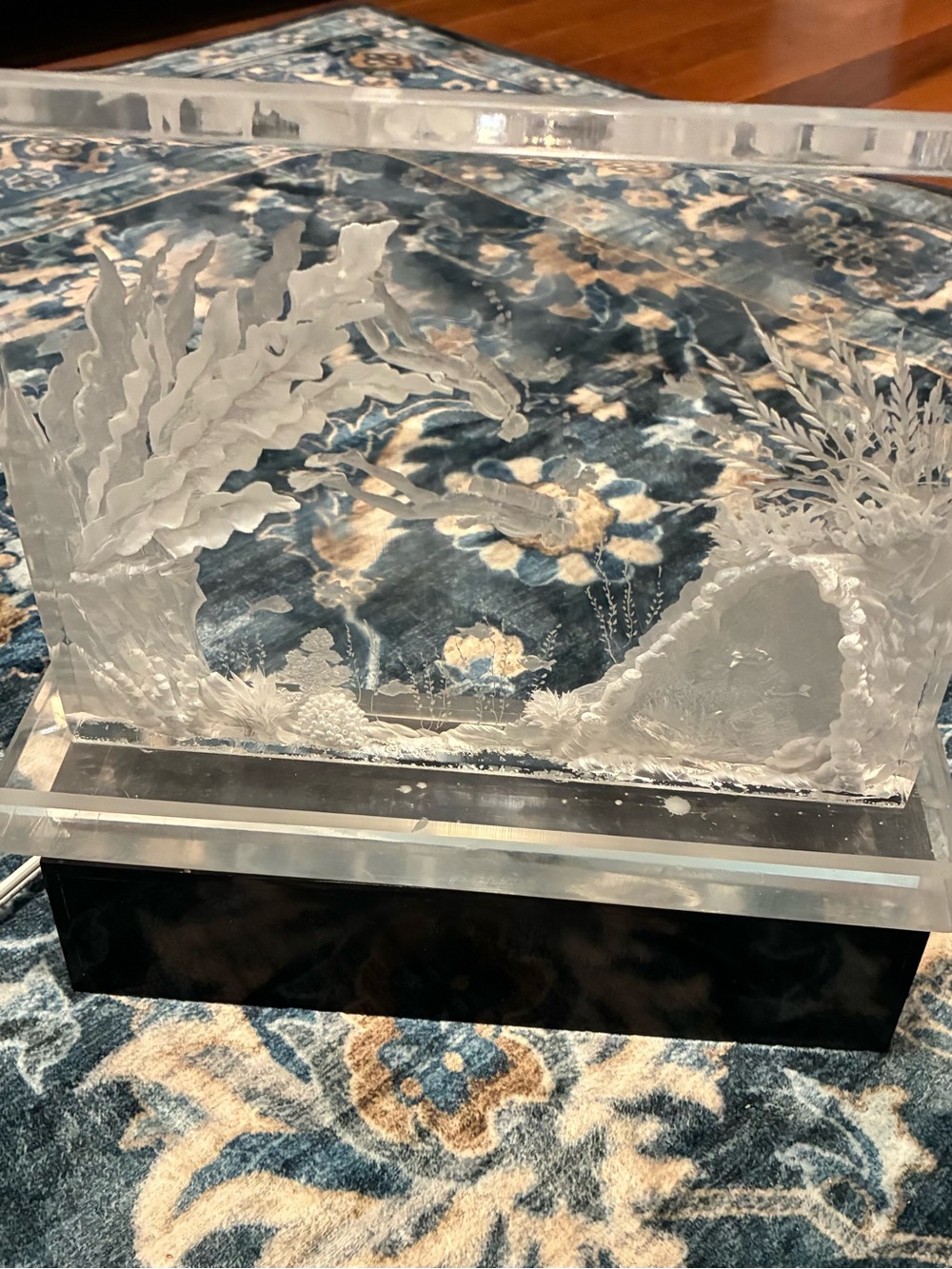 Crystal Clear Acrylic Ocean Scene Sculpture glass lights up-Clear